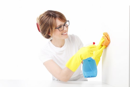 Cleaner preparing a room before carpet treatment